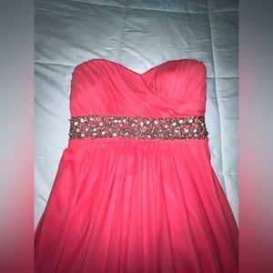 bandeau pink/coral prom dress